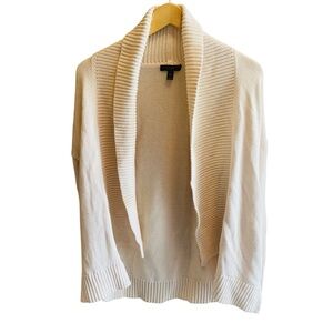 J. CREW Ivory Ribbed Knit Open Shawl Collar Cardigan Sweater